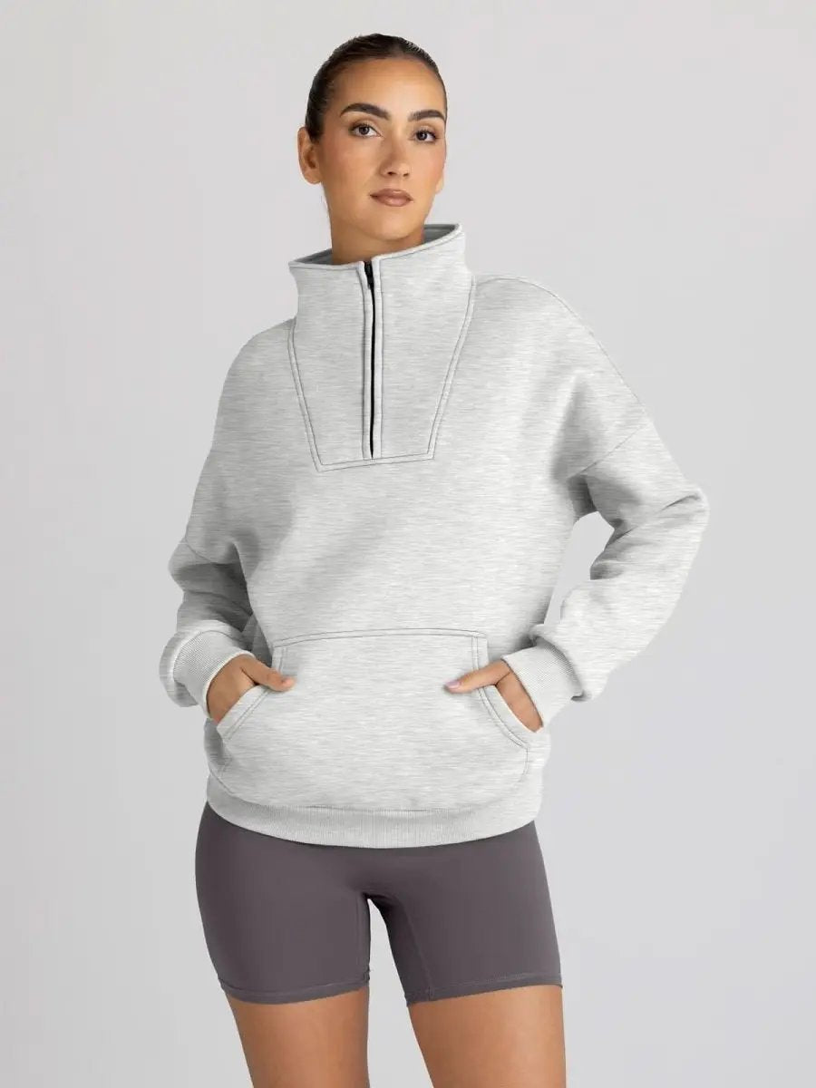 Trendy Queen Sweatshirts Half Zip Pullover Quarter Zip Oversized Hoodies Sweaters Comfy Fall Outfits 2024 Y2K Winter Clothes - Love Salve